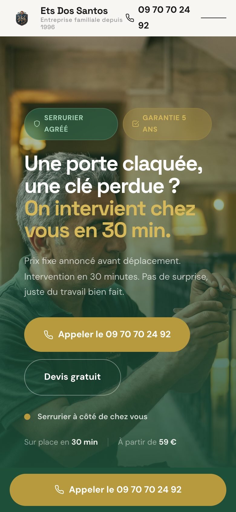Page Google Ads serrurier, version C