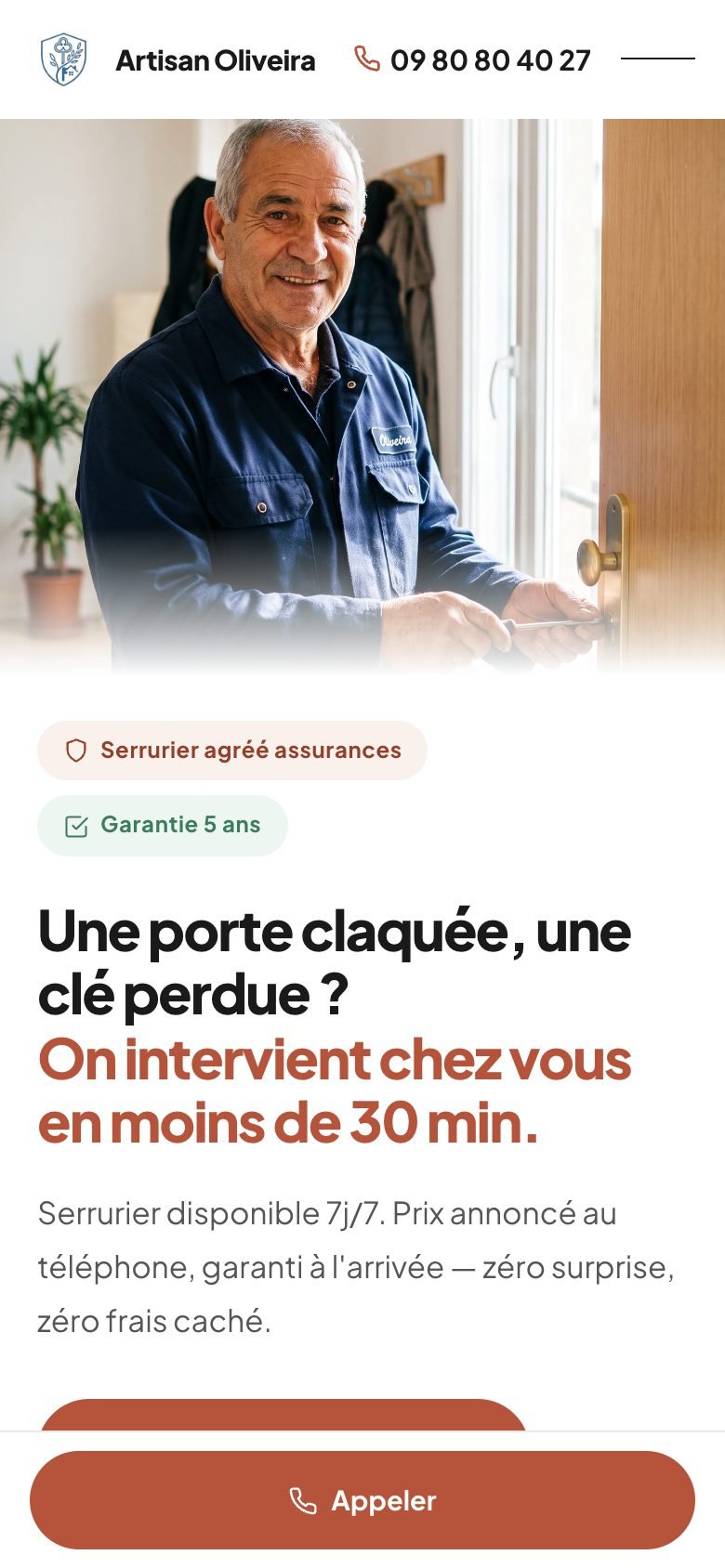 Page Google Ads serrurier, version B