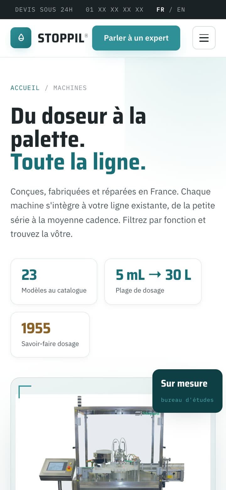Catalogue machines Stoppil sur mobile